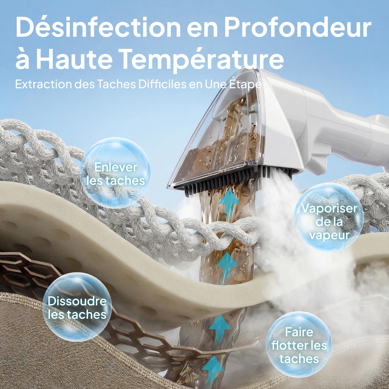 Livatro Shampouineuse à Vapeur 100 °C pour Canapés et Tissus