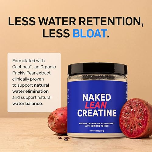 Miniatura 3 de NAKED Lean Creatine HCl en polvo, 100 porciones  Clorhidrato de creatina Con-Cret con extracto orgánico de tuna espinosa, electrolitos  crecimiento