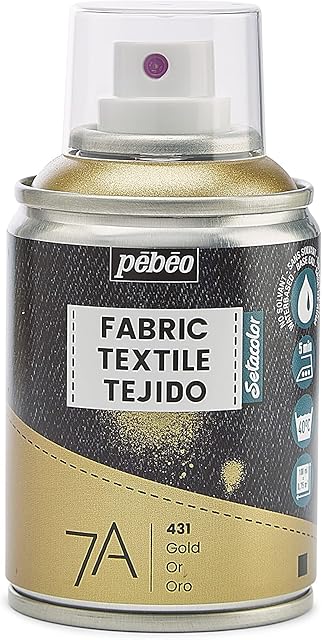 Pébéo - Fabric Paint Spray for Textiles 7A - Natural and synthetic fabrics - Water-based - Solvent-free - Permanent Fabric Dye Machine-Washable - Gold, 100 ml (Pack of 1)