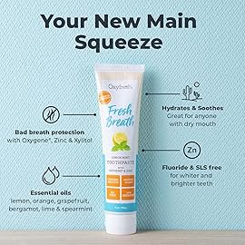 Oxyfresh Maximum Fresh Breath Lemon Mint Toothpaste - Clean Teeth & Fresh Breath - Natural Essential Oils & Natural Xylitol to Help Fight Tartar - SLS & Fluoride Free - 5 oz