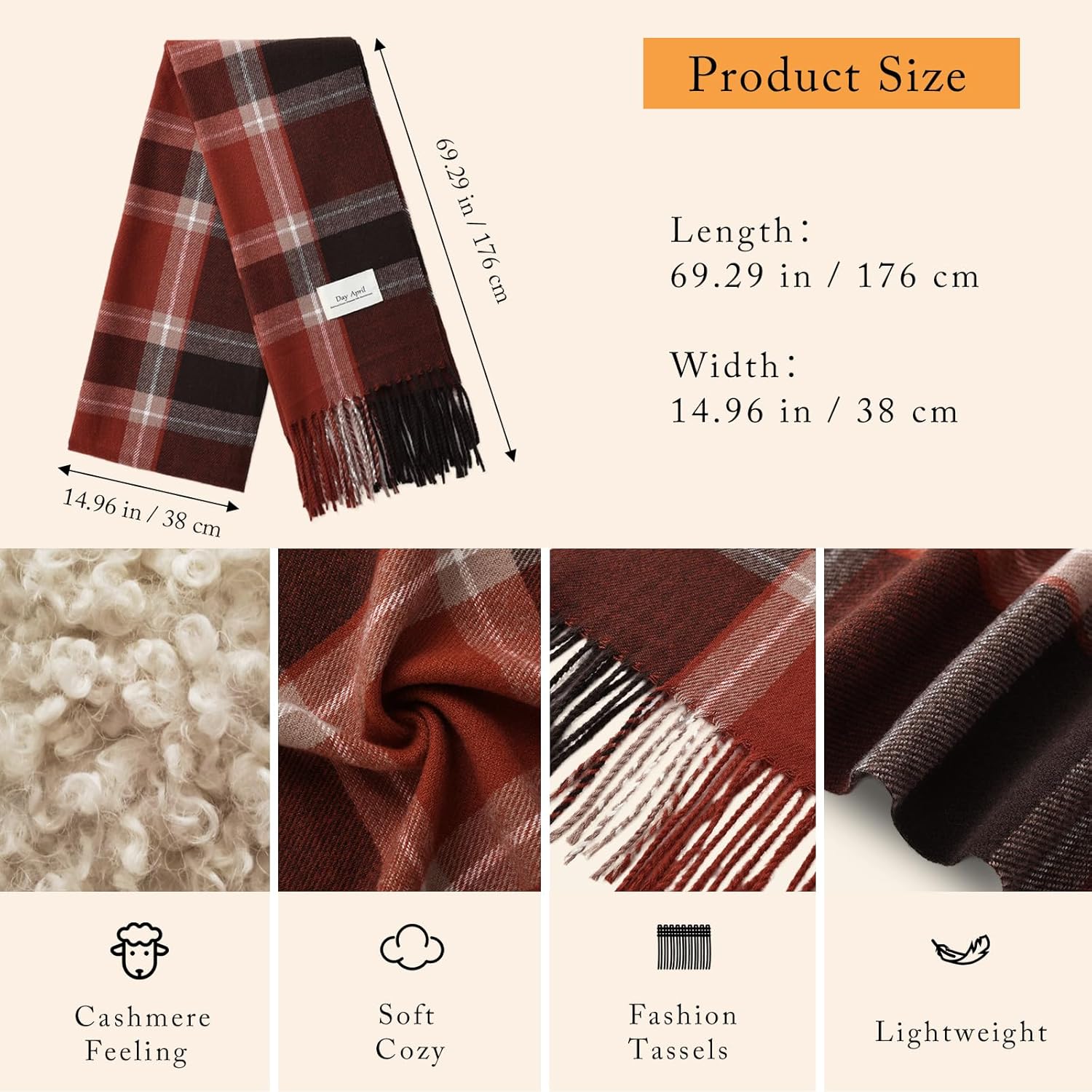 Surblue Winter Unisex Plaid Scarf, Scottish Tartan Plaid Scarf, Classic Winter Scarf, Soft Cashmere Feel Women's Scarves - Image 6