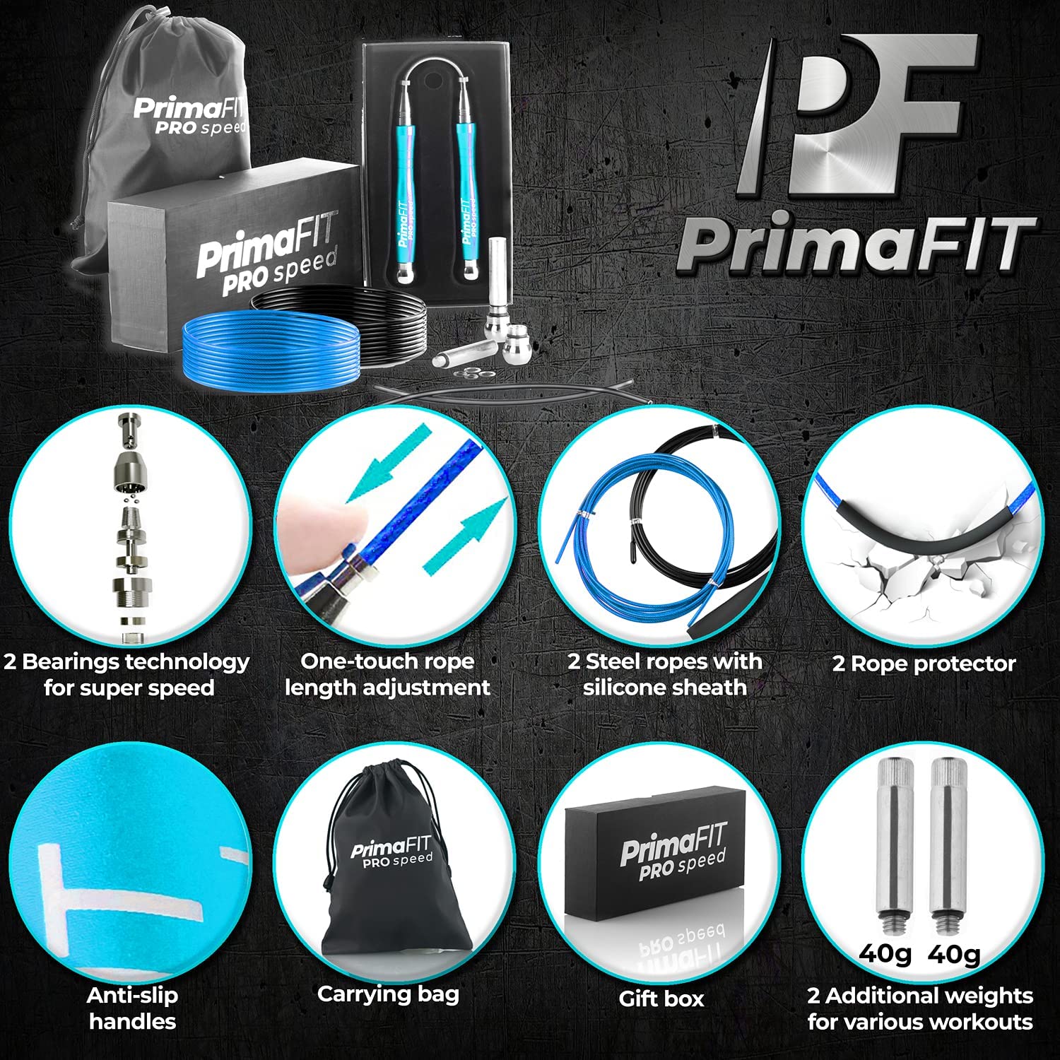 EliteAthlete Springtouw Fitness - Jumping Rope verstelbaar met Reserve Touw - Professionele Kogellagers - Fitness Boxing Workout - Springtouw voor Volwassenen incl. Touwbeschermer Tas