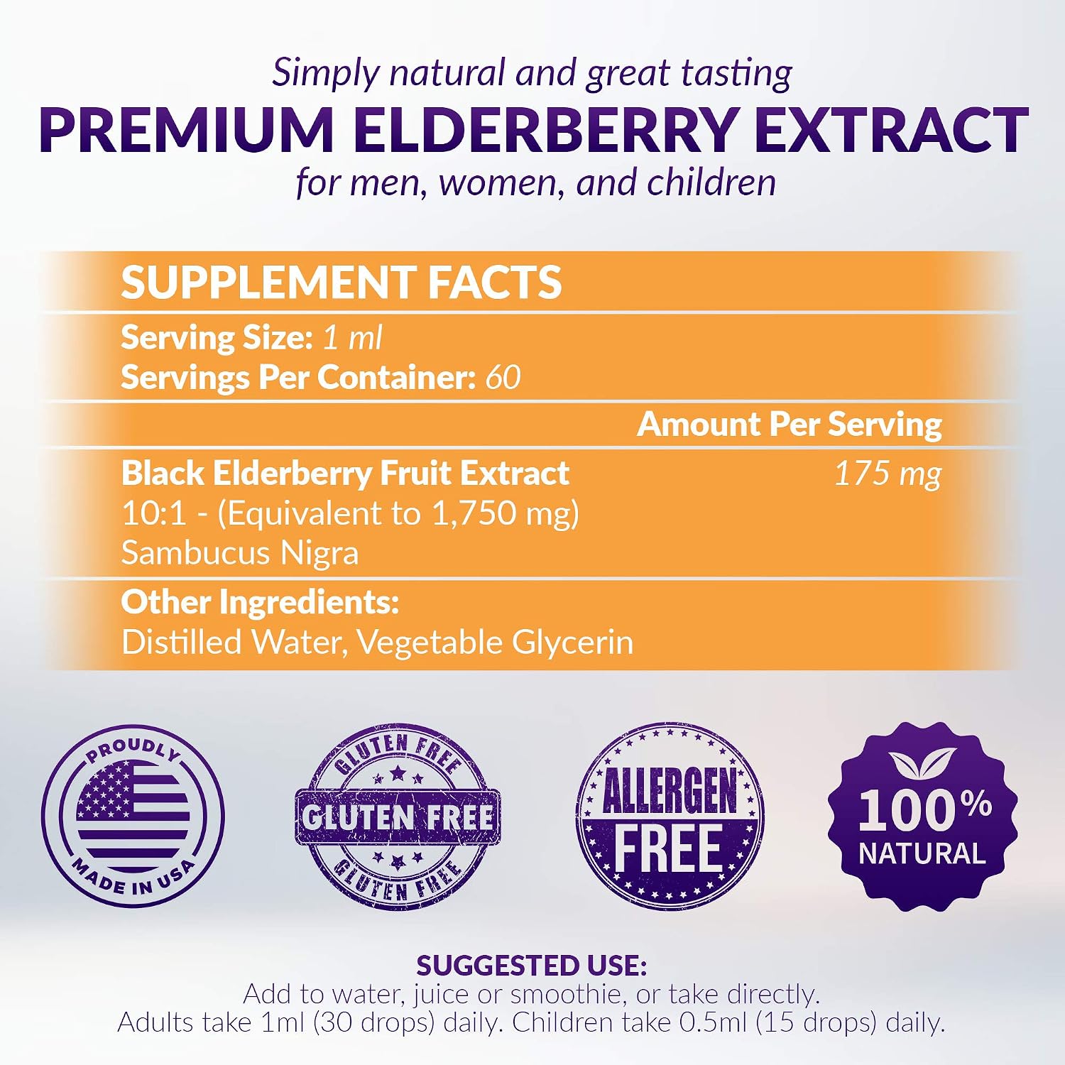 Onsen Black Elderberry Syrup, Organic Sambucas Elderberry Liquid, Daily Immune Support, Pure Herbal Supplement with Zinc and Vitamin C for Kids and Adults, Gluten Free, Vegan, Herbal, 60 Day Supply
