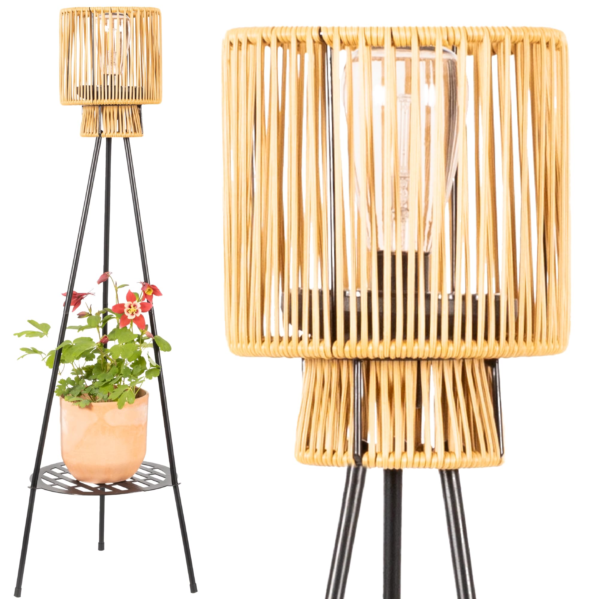 Gadgy Lampada da Terra Solare da Esterno con Portafiori | Lampada LED Impermeabile per Giardino, Balcone o Terrazza | Illuminazione Sostenibile con Treppiede Design