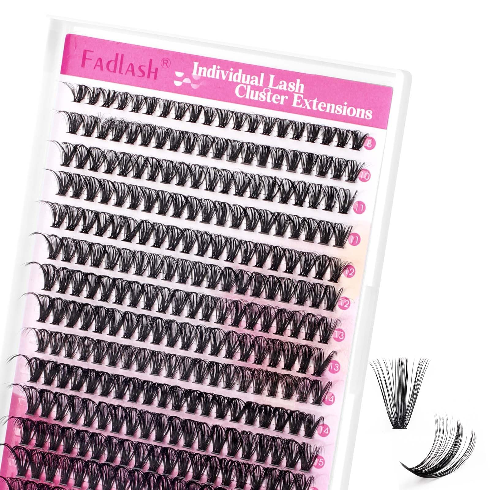 Eyelash Clusters Large Tray Individual Lashes 40D Natural Soft Lash Clusters Mixed Length Black Mink DIY Cluster Lash Extensions(40D-0.07D, 8-16mm)