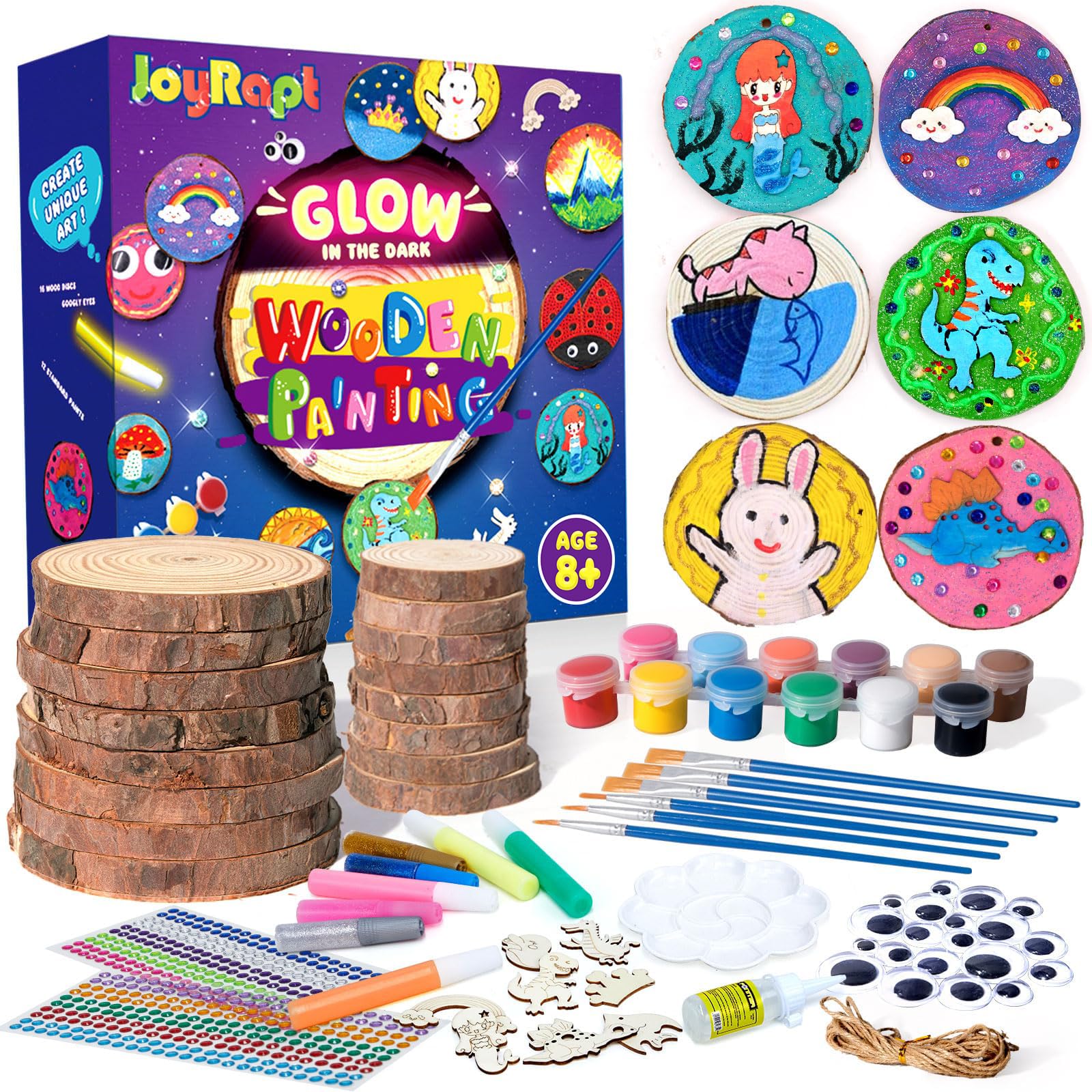 Wooden Painting Kits,Glow in The Dark,Arts and Crafts Supplies for Kids,Creative Crafts Birthday Gifts for Girls Boys Age 8-12,Home Handmade Decorations