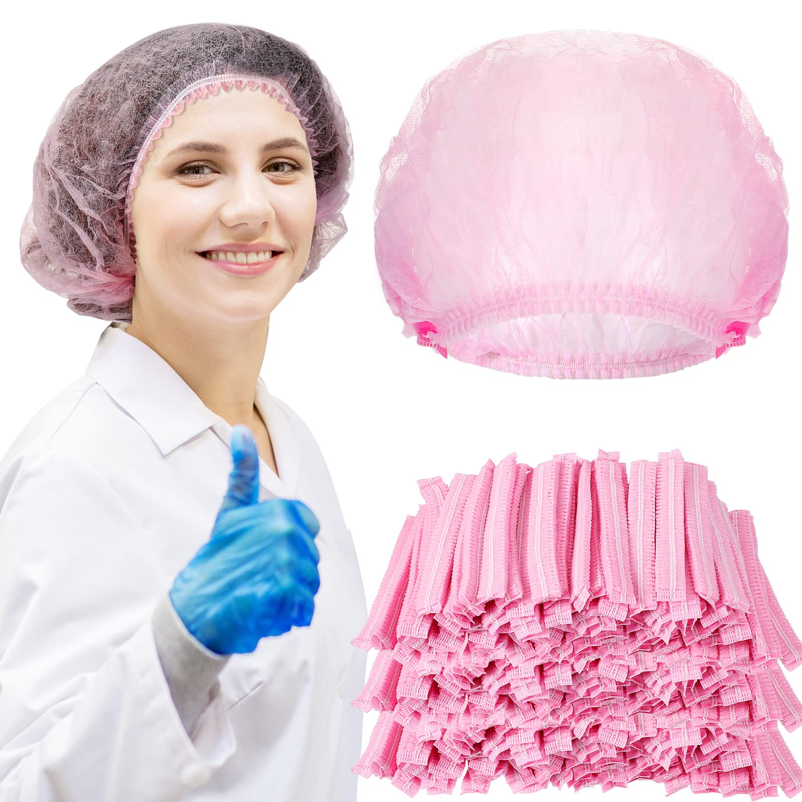 Yahenda 1000 Pcs Disposable Bouffant Caps Bulk Hair Nets 21" Non Woven Hairnet for Food Service Restaurant Lab Kitchen