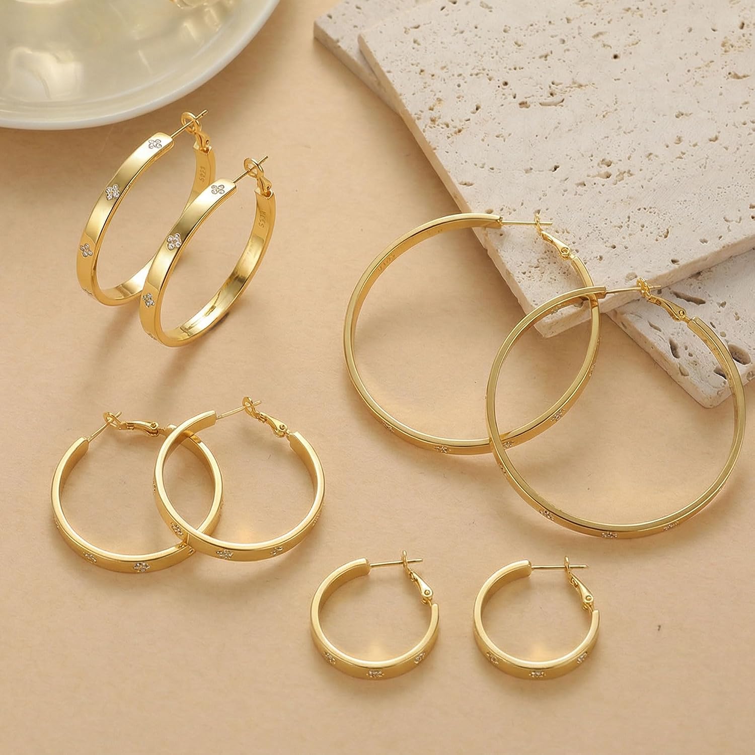 OOOPEL 4mm Wide S925 Sterling Silver Hoop Earrings Large Hoops Earring for Women Hypoallergenic Earring Non Tarnish Big Hoop Earrings for Women 30/40/50/60/70MM