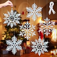 Vista 19 de EIMMBD 8pcs Large Snowflakes Ornaments, Plastic Glitter Snowflakes Hanging, Snowflake Decorations for Christmas Trees Window Door Indoor Outdoor