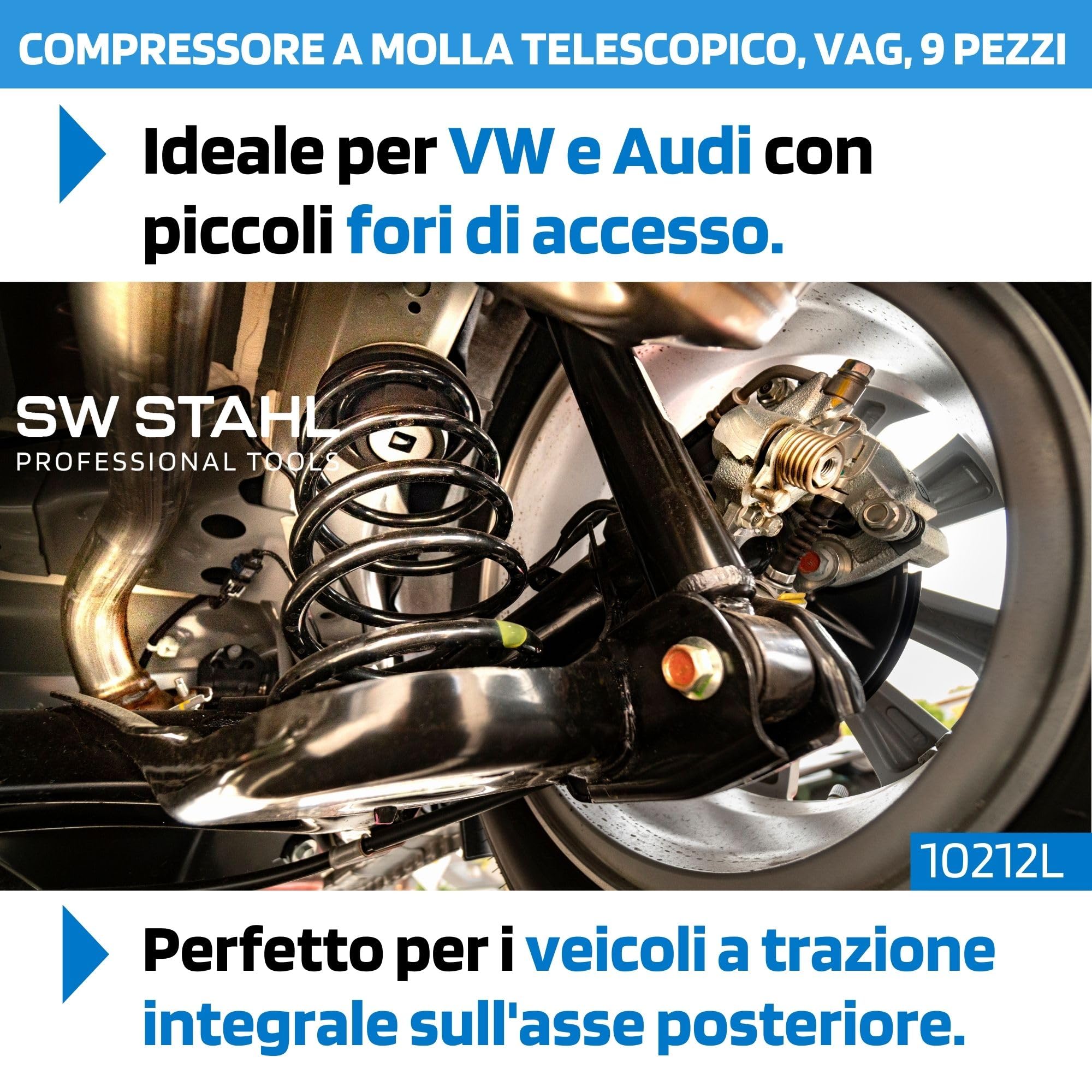 SW-Stahl 10212L Set Tendimolle Universale - Kit Compressione Molle | Set professionale per ammortizzatori e sospensioni auto, coppia di tenditori robusti in acciaio, uso universale
