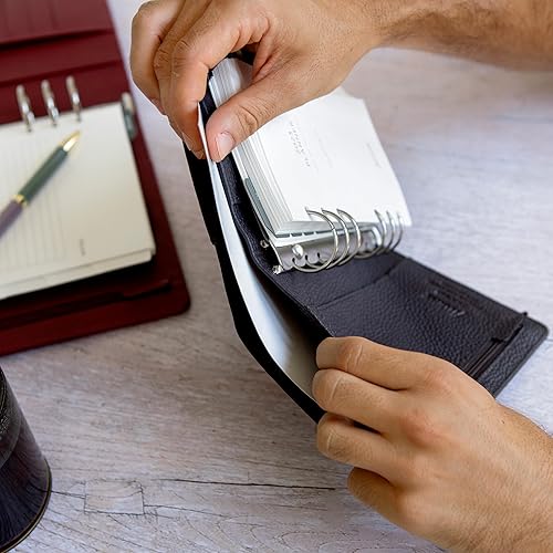 Miniatura 9 de Filofax Norfolk - Organizador de bolsillo, color espresso, cuero suave de grano completo, seis anillos, con calendario semanal para ver diario,