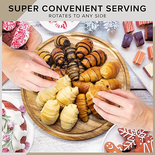 Miniatura 6 de Elavain - Soporte giratorio para tartas con cúpula - Soporte de madera para tartas con tapa acrílica resistente a las roturas base giratoria Lazy