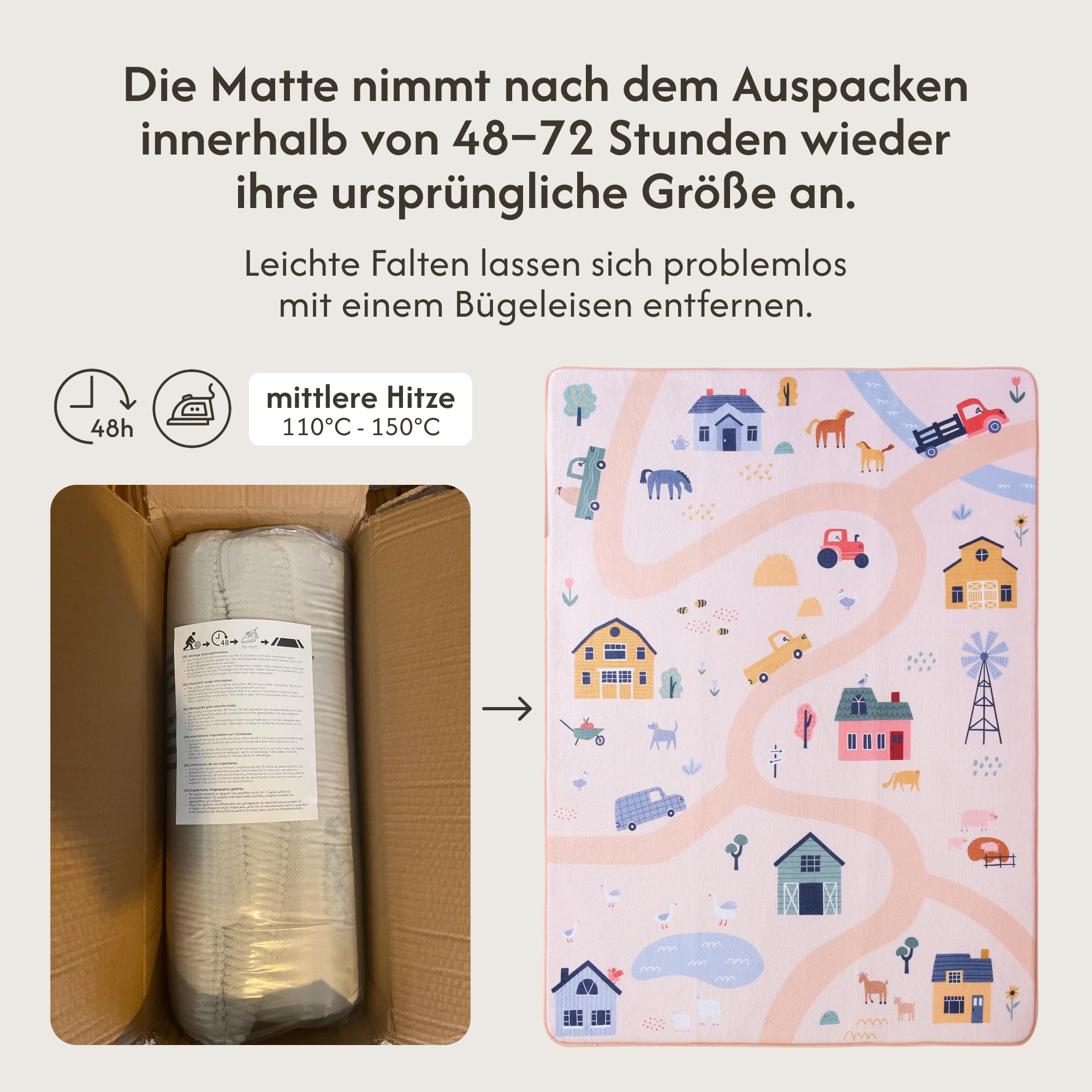 Hakuna Matte Wolkenweiche Spielmatte Baby 160x120x1,5cm | Kinderzimmer Teppich mit hochwertigem Hochdichter Polyurethan – Krabbelmatte Baby mit rutschfester Unterseite
