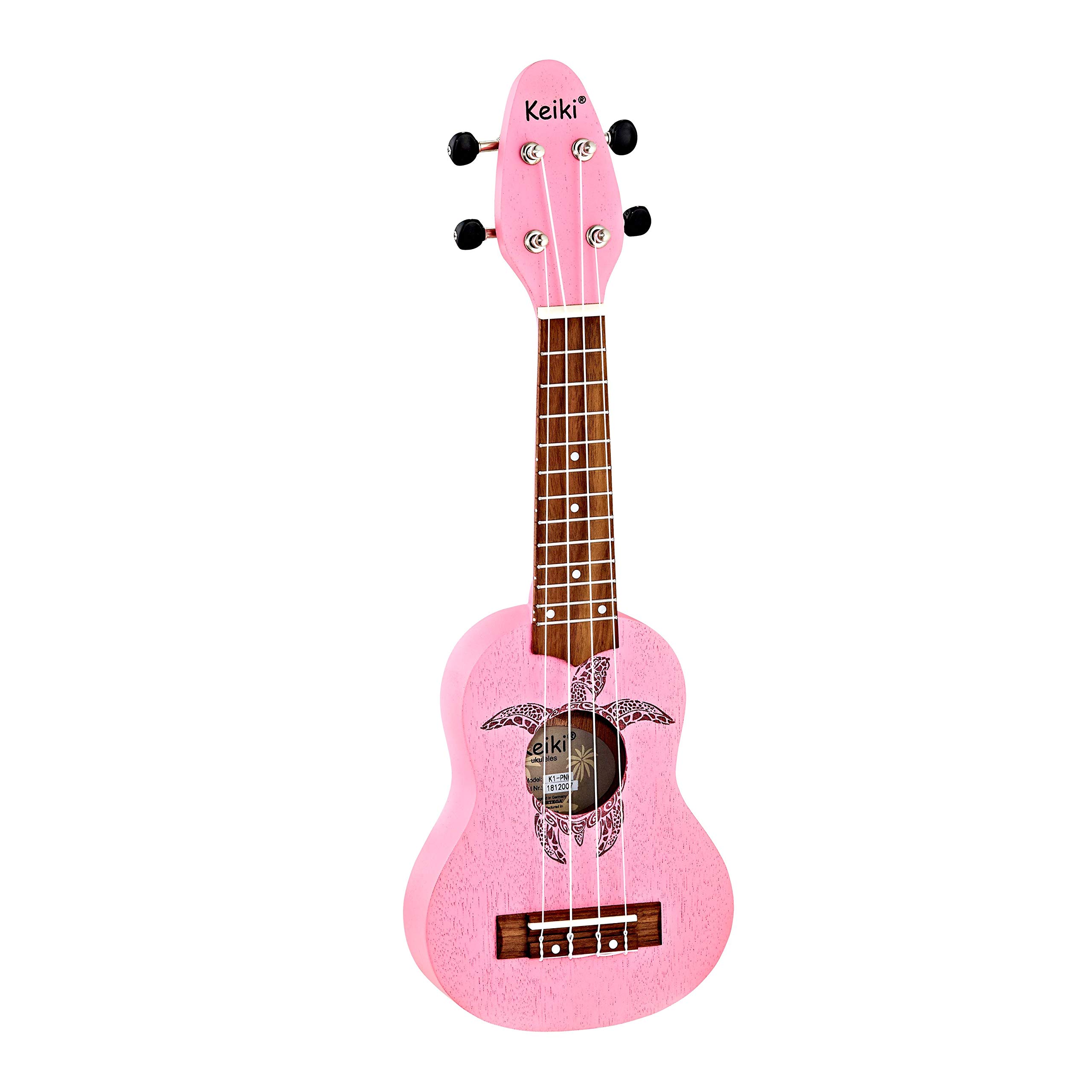 Ortega Guitars Sopranino Tiny Ukulele - Keiki K1 Series - Incisione Sea Turtle - Rosa (K1-PNK)-image