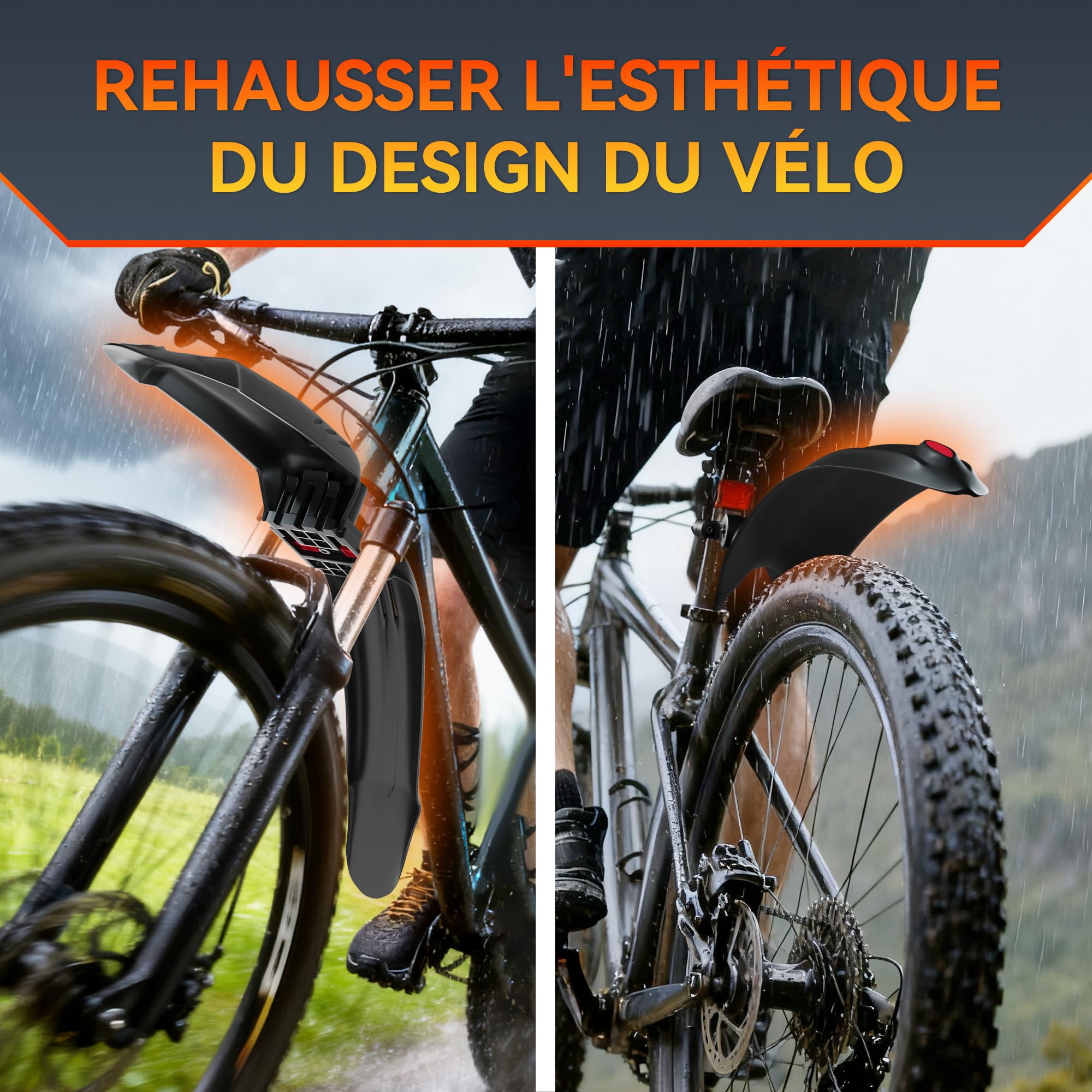 Garde-Boue de Vélo, Réglable Universelle Epaissir Elargir Les Ailes Avant Garde-Boue Arrière,pour Vélo de Route, Vélo de Montagne