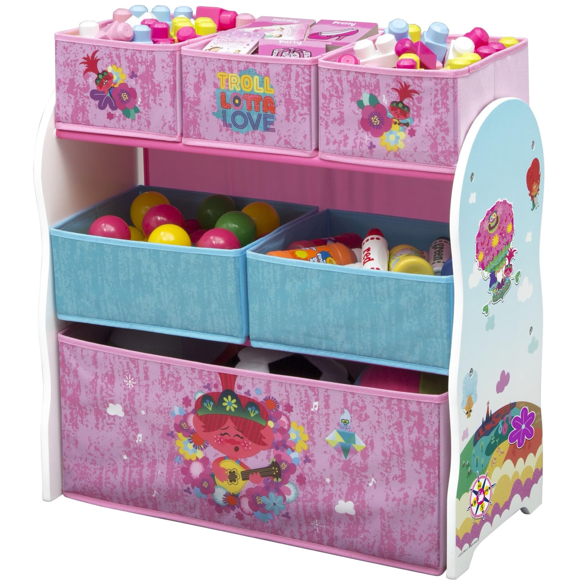 Delta Children Design and Store 6 Bin Toy Storage Organizer, Trolls World Tour