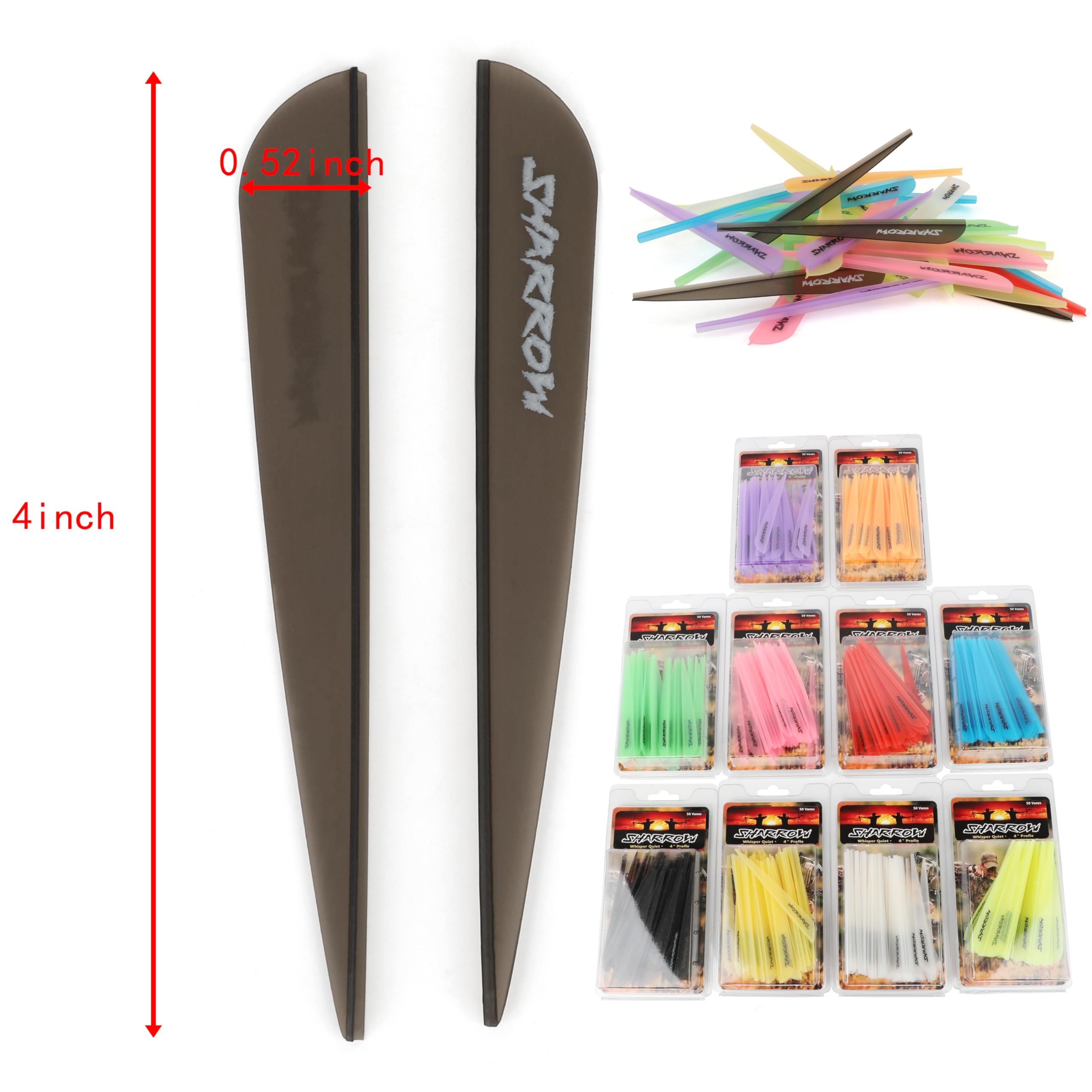 50 pcs de Plumas para Flechas de Tiro con Arco DIY Shooting Fletching Vanes 2" 3" 4" Plumas de Goma para Flechas de Carbono/Aluminio/Fibra de Vid