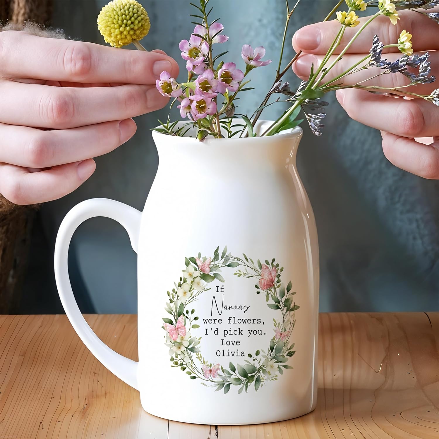 Custom Grandma Flower Vase - Personalised If Nanas were Flowers I'd We'd Pick You, Nanny Gifts, Grandma Gift, Wildflower Floral Vase, Grandmother Gift Nanna, Gift for Mother's Day