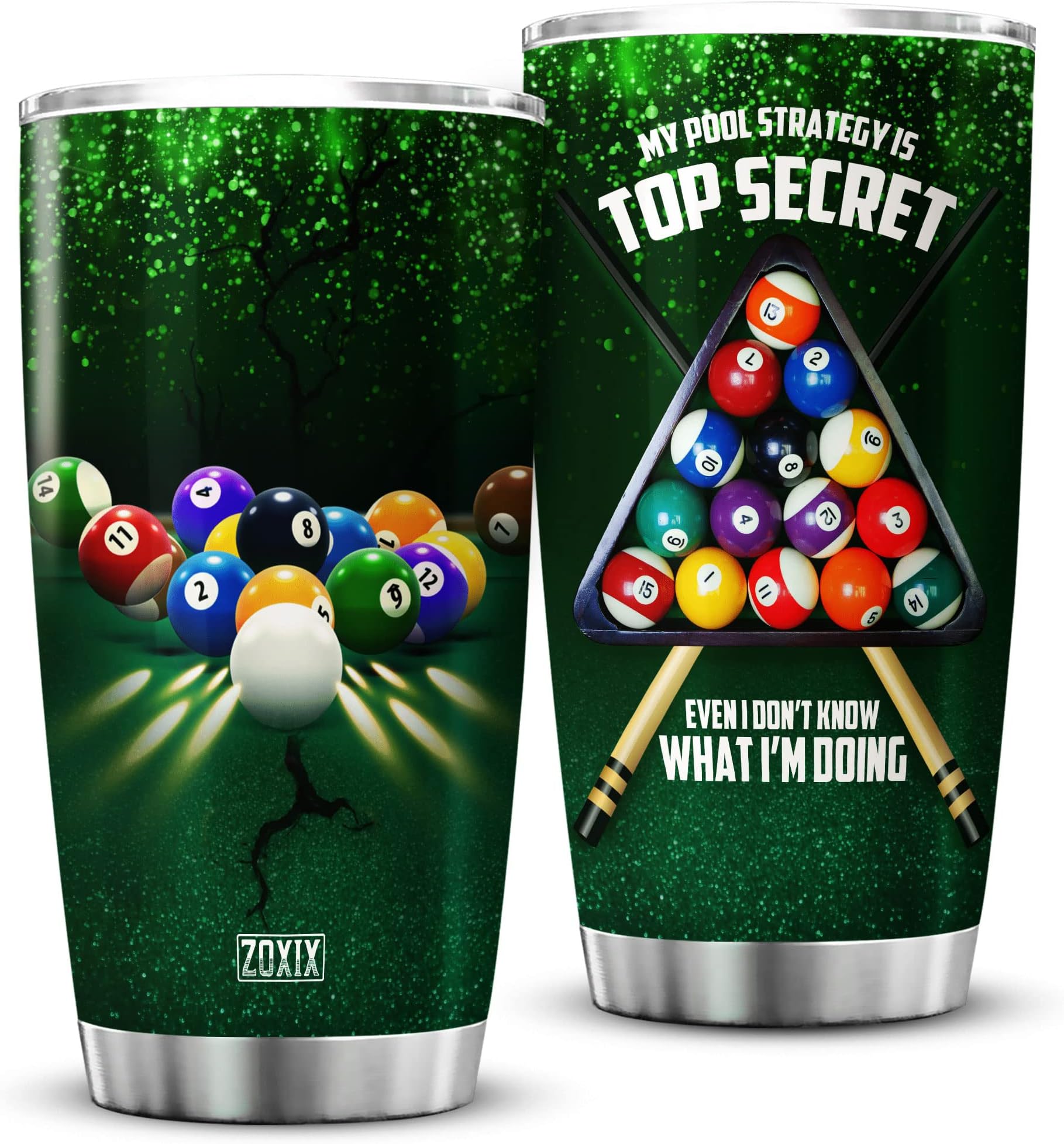 ZOXIX Billiards Tumbler For Coffee 20oz Stainless Steel Cup For Men Husband Funny Saying Travel Mug Sports Themed Cup With Lid Novelty Gift For Billiards Lovers Insulated Mugs