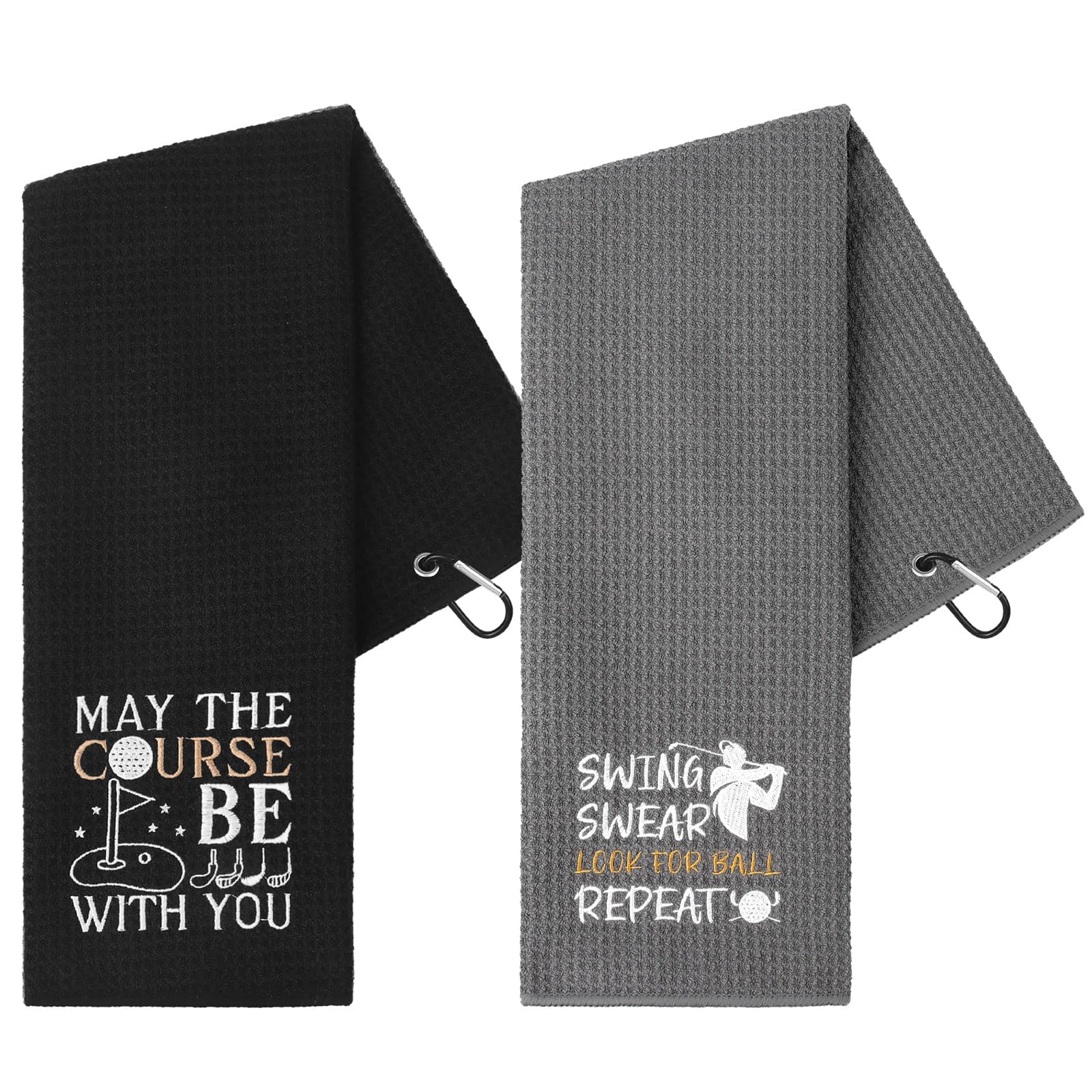 Golf Soft Embroidered Towel Microfibre Absorbent Clean Ball Towels with Clip Gifts for Women Men Golfer Fans Birthday Xmas Golf