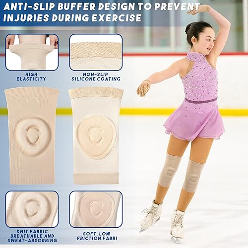 Miniatura 10 de Shappy 2 pares de rodilleras de gel para patinaje artístico, almohadillas y rodilleras de apoyo para hombres, mujeres, adultos, jóvenes, niños,
