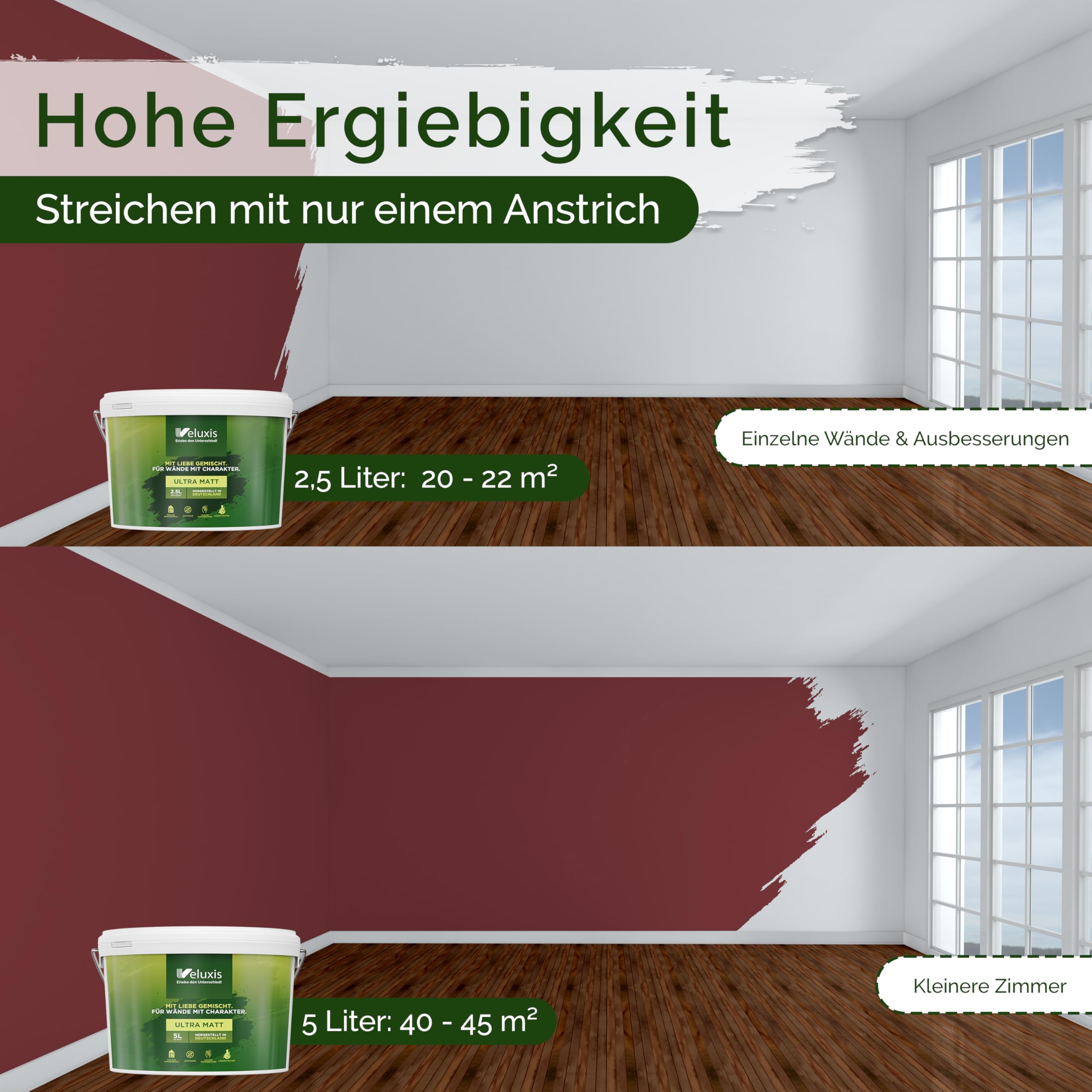 Wandfarbe Rot Braun Bordeaux matt 5 L – Perky Pomegranate