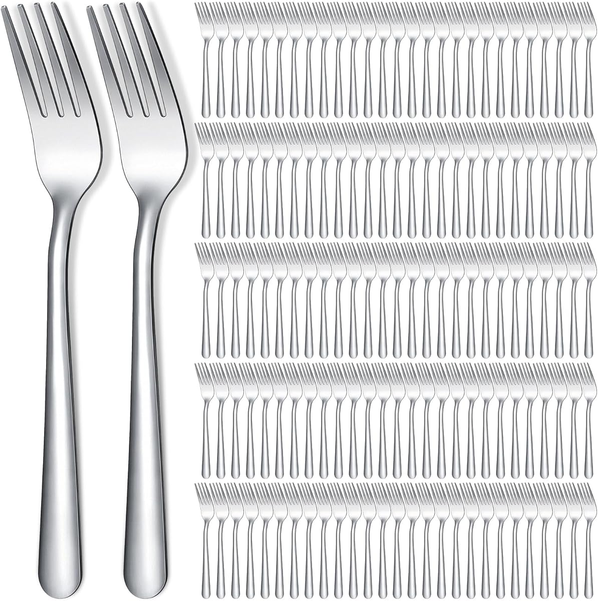 Syhood 300 Pcs Stainless Steel Dinner Forks Set 8 Inch Bulk Metal Forks Restaurant Silverware Mirror Polished Salad Dessert Utensils for Home Hotel Kitchen Event Supplies