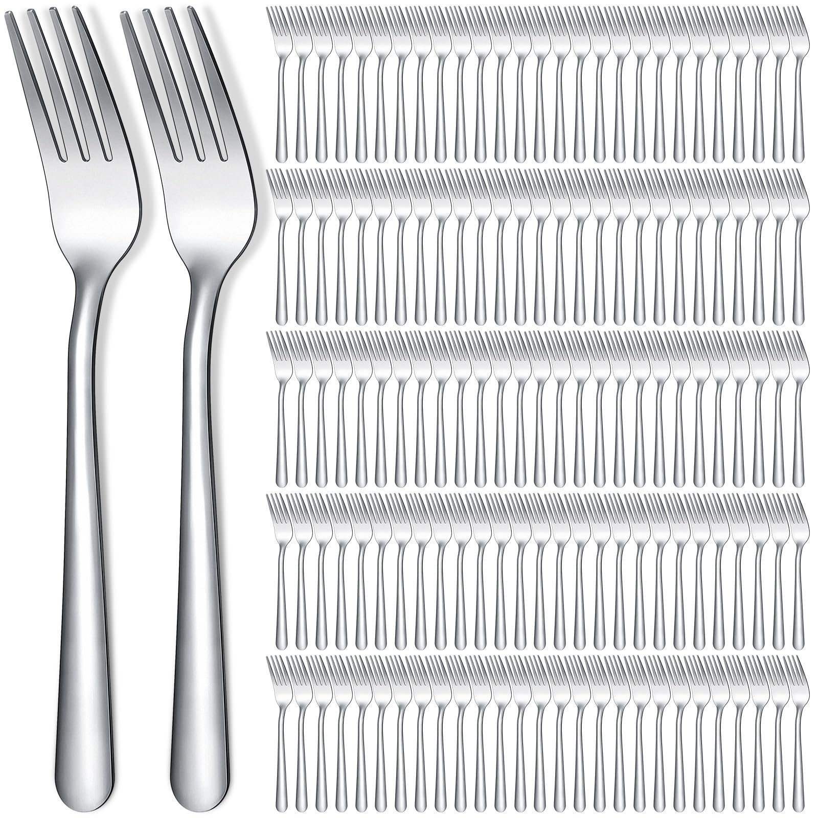 Syhood Set di 300 forchette in metallo da 20,3 cm, in acciaio inox, forchette da dessert, posate da tavola lucidate a specchio, forchette da insalata per casa, ristorante, cucina, hotel