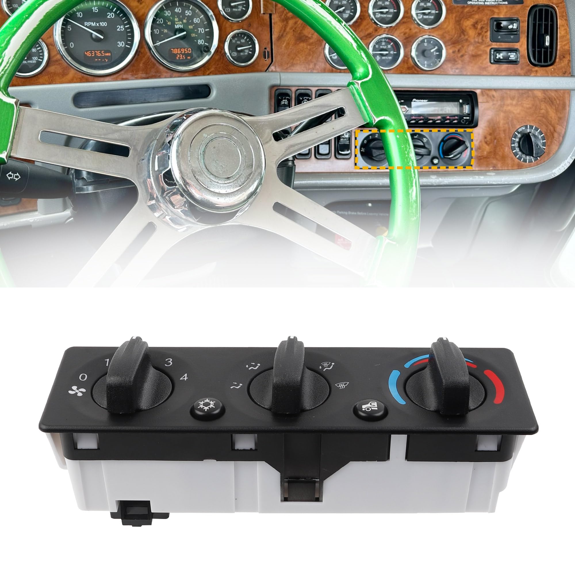 Dasbecan Q21-6119 AC Heater Climate Control Module Temperature Control Panel Compatible with Peterbilt Trucks 337 348 389 Replaces# Q216119