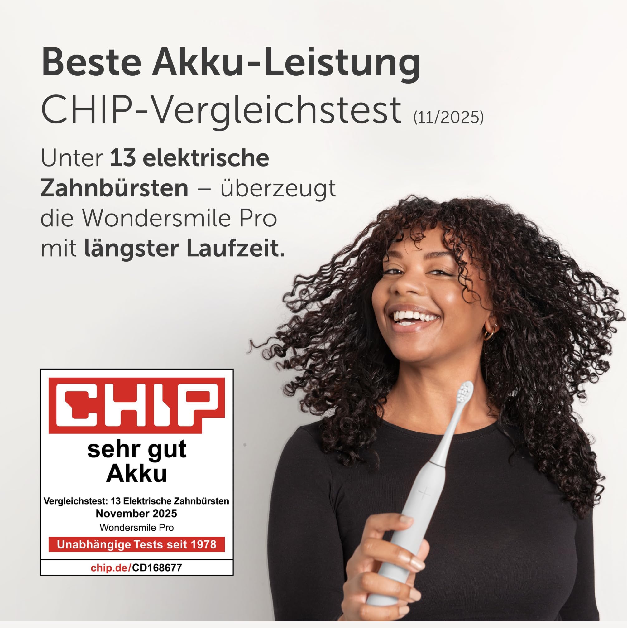 WonderSmile Schallzahnbürste Pro - Testsieger 2026* - Elektrische Zahnbürste IPX8, 4 Programme - mit Ladestation & 60 Tage Power Batterie mit Smart-Bürstenkopf (Ultimate Black)