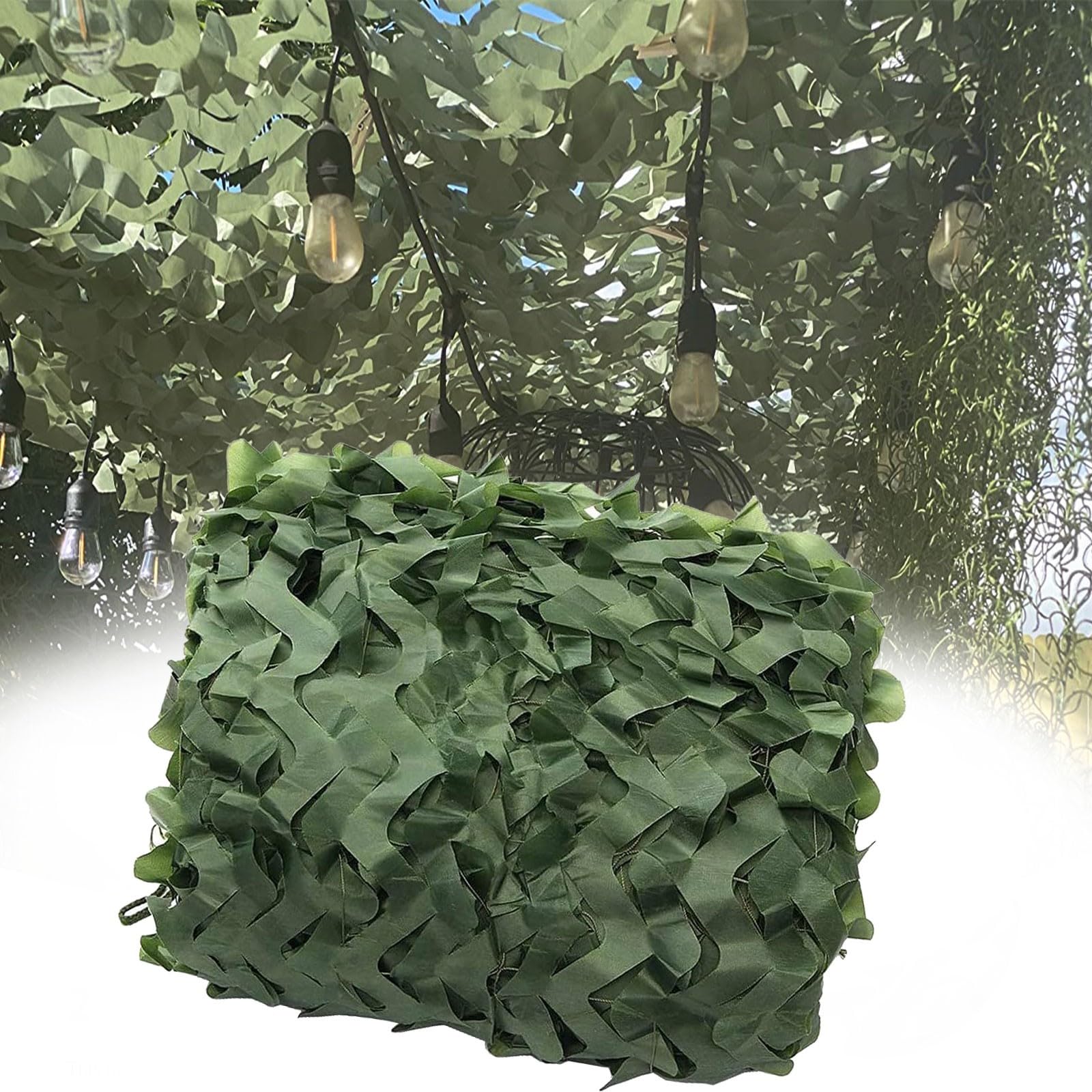 Red de camuflaje verde, 7 x 7 m, red de protección solar de caza reforzada, red de camuflaje decorativa militar, red de camuflaje para fotografía animal, protección de jardín
