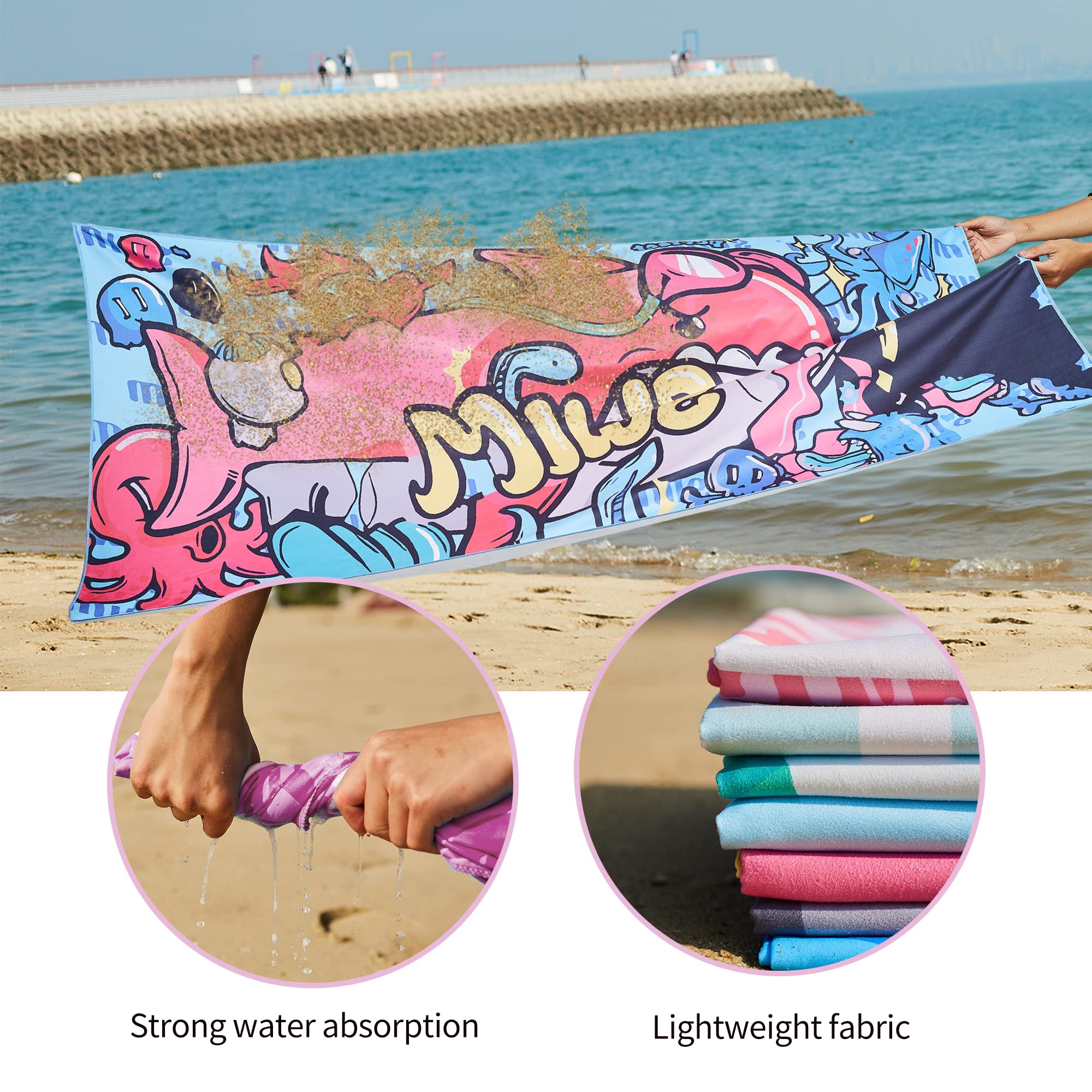 Serviette De Plage Microfibre LEcylankEr 180x90cm - Anti-sable Et Séchage Rapide | 7 Designs Disponibles | Piscine, Plage, Yoga