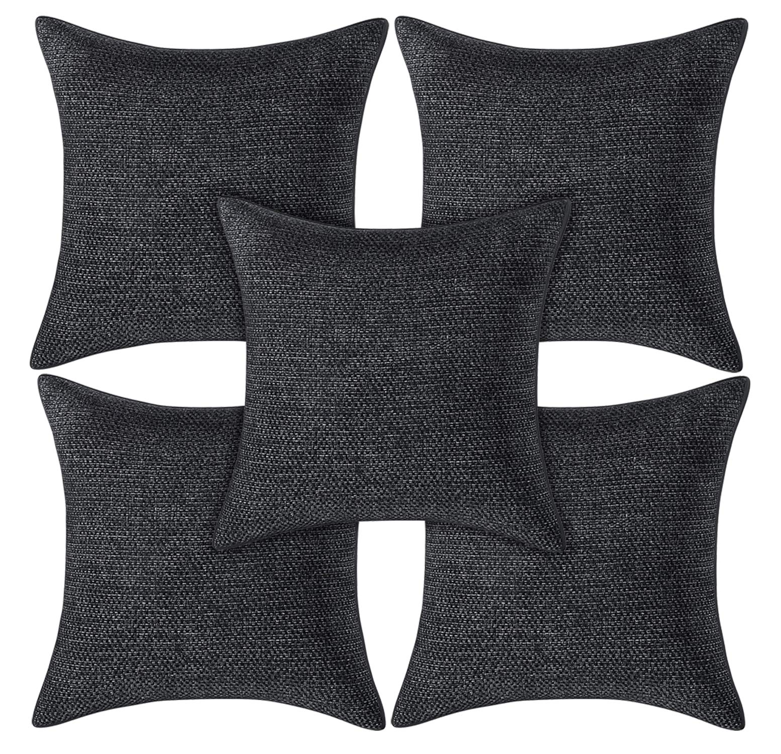 Kuber Industries Set of 5 Decorative Hand Made Jute Throw/Pillow Cushion Covers, 16x16 Inch (Black) (HS_36_KUBMART018304)