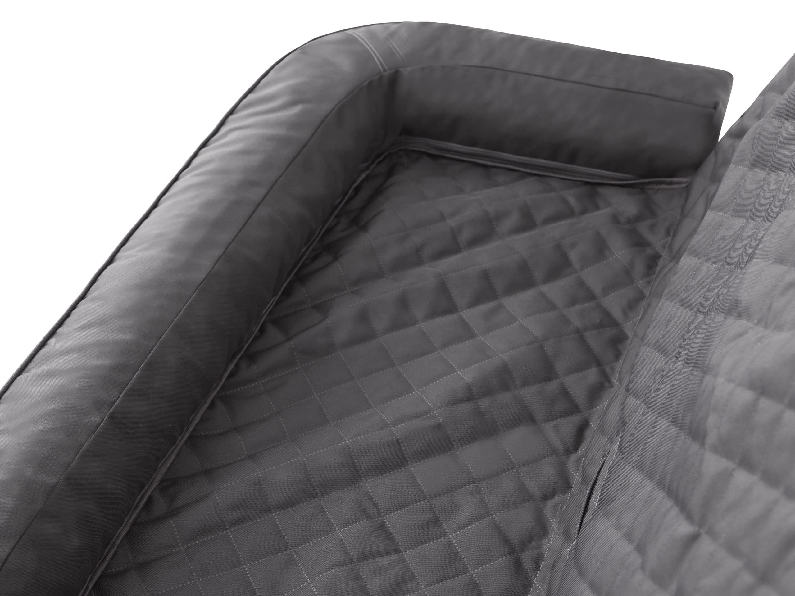 PillowPrim Asiento de Coche para Perros, Manta Trasera para Coche, Caja de Transporte para Gatos, Cesta para Perros, arnés para Perros, Cama para Perros, Cesta de Grafito Oxford, 133 x 45 cm