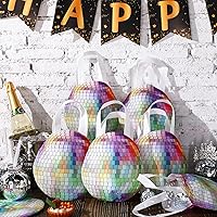 Vista 2 de Shihanee 24 piezas de bolsas de regalo de discoteca con bola de discoteca, bolsas de regalo no tejidas con asas, bolsas de caramelos retro