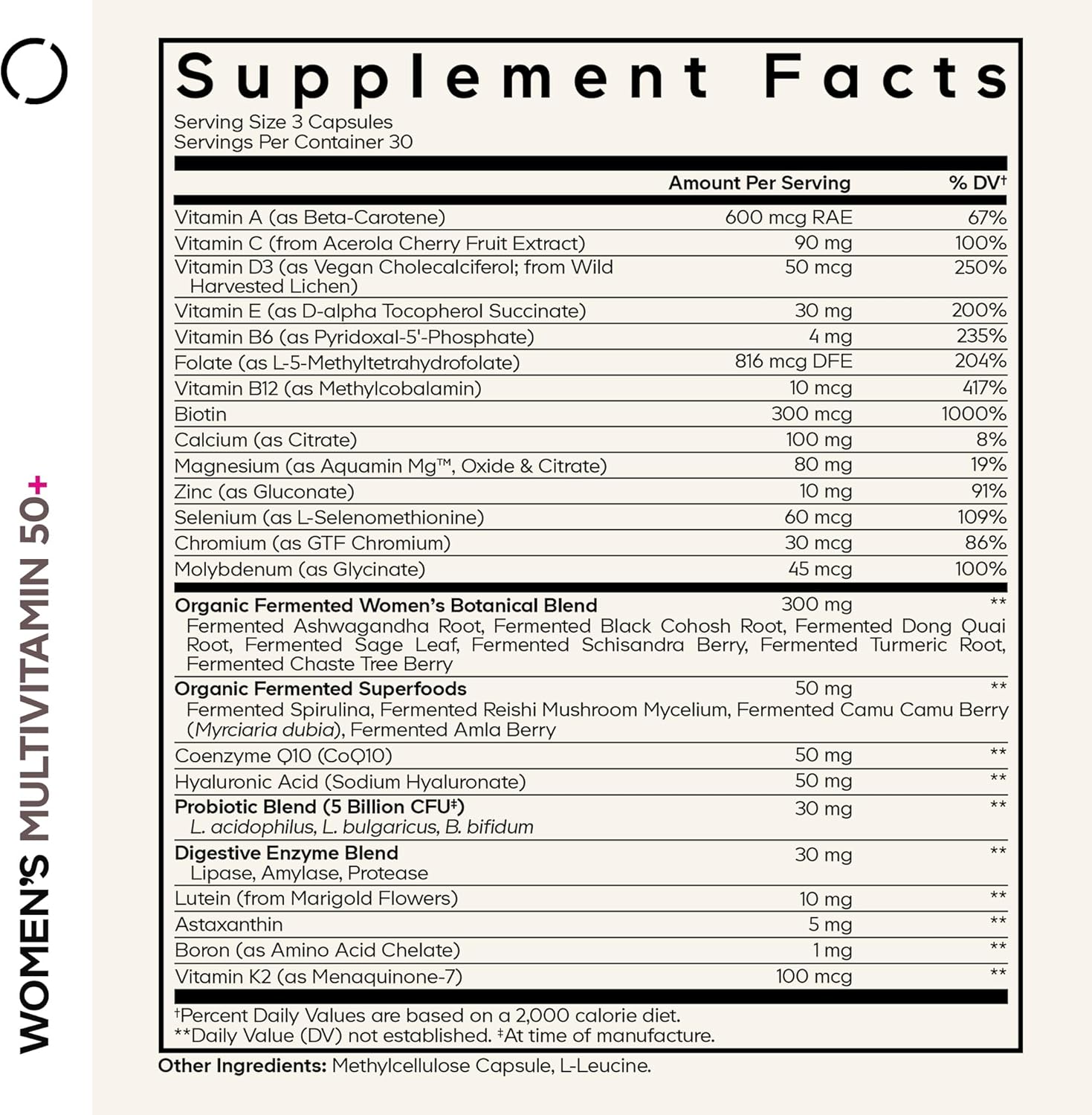 Codeage Women’s Multivitamin 50+ Supplement - Essential Vitamins for Women Over 50, Minerals, CoQ10, Hyaluronic Acid, Probiotics, Black Cohosh, Ashwagandha & Superfoods - Non-GMO - 90 Capsules - Image 2