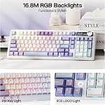MechLands AJAZZ AK980 V2 Mechanical Gaming Keyboard with Display Screen, 10000mAh Battery, 98% Wireless Keyboard with BT/USB-C/2.4GHz, Hot Swappable, Knob, RGB for Win/Mac (White)