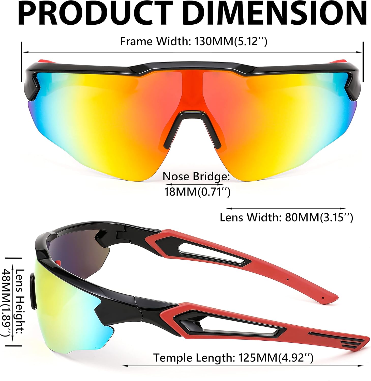 FEISEDY Sports Sunglasses, with 5 Lenses for Men Women, TR90 Lightweight, Baseball Cycling Motorcycle Running Golf B2940