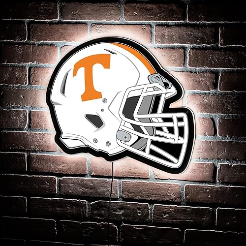 Team Sports America Evergreen NCAA - Letrero de pared ultrafino con luz LED de la Universidad de Tennessee, casco réplica de tamaño completo, 19.5 x