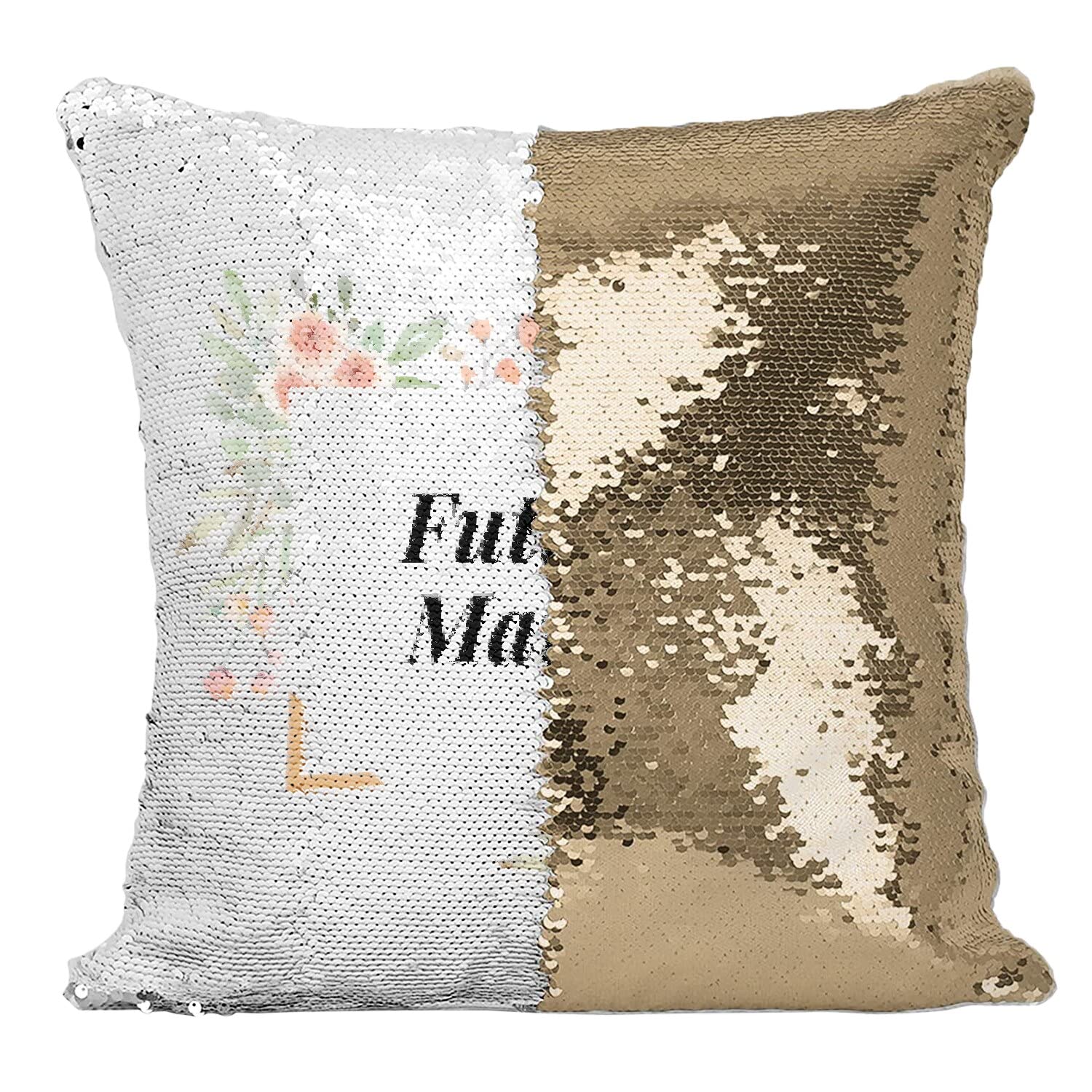 Housse de coussin sequin paillettes doré pour gâter une future mariée au mariage