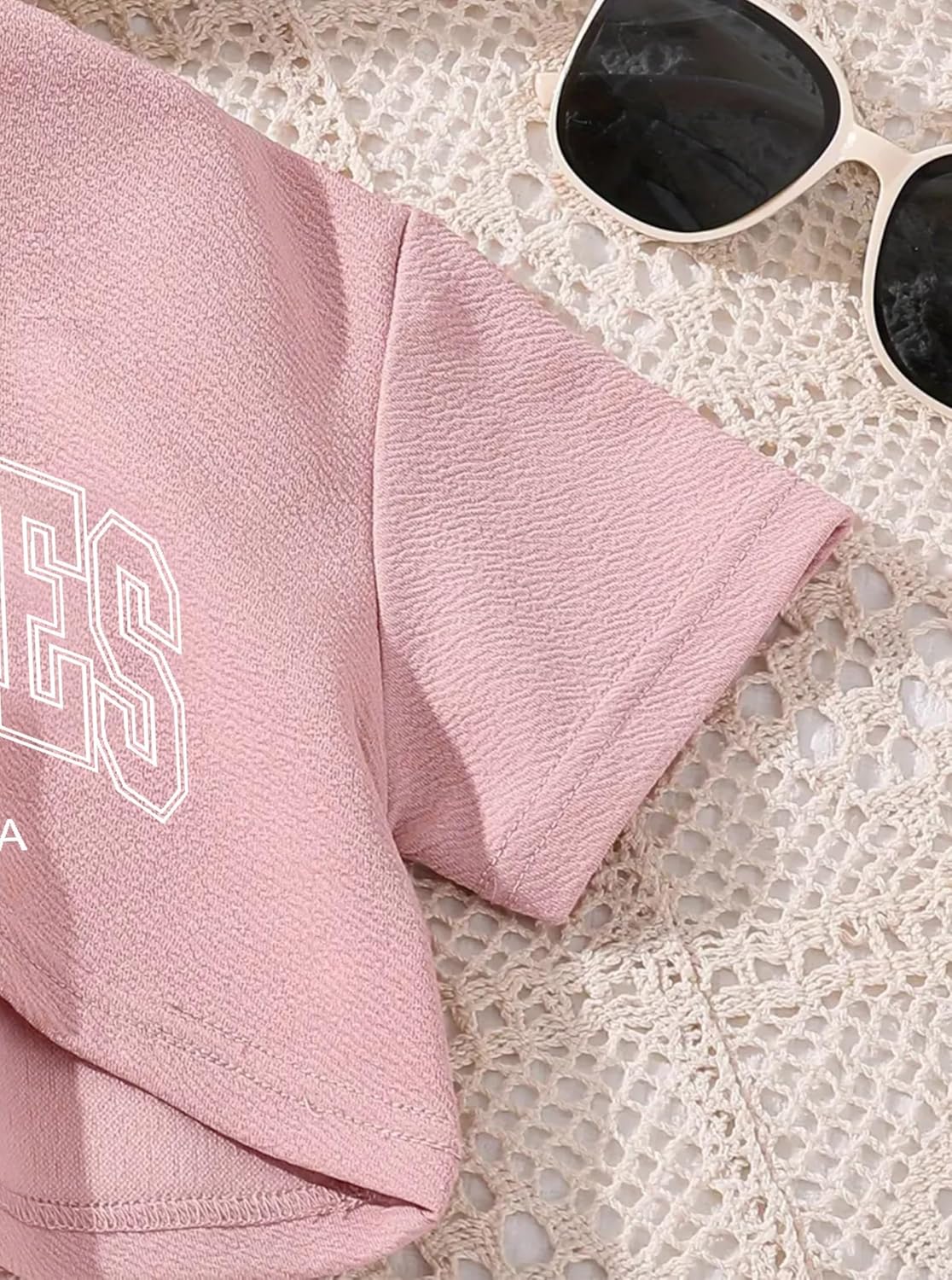 Girl's Summer 3 Piece Outfits Graphic Short Sleeve Crop Top Cami and Shorts Clothes Set - Image 4