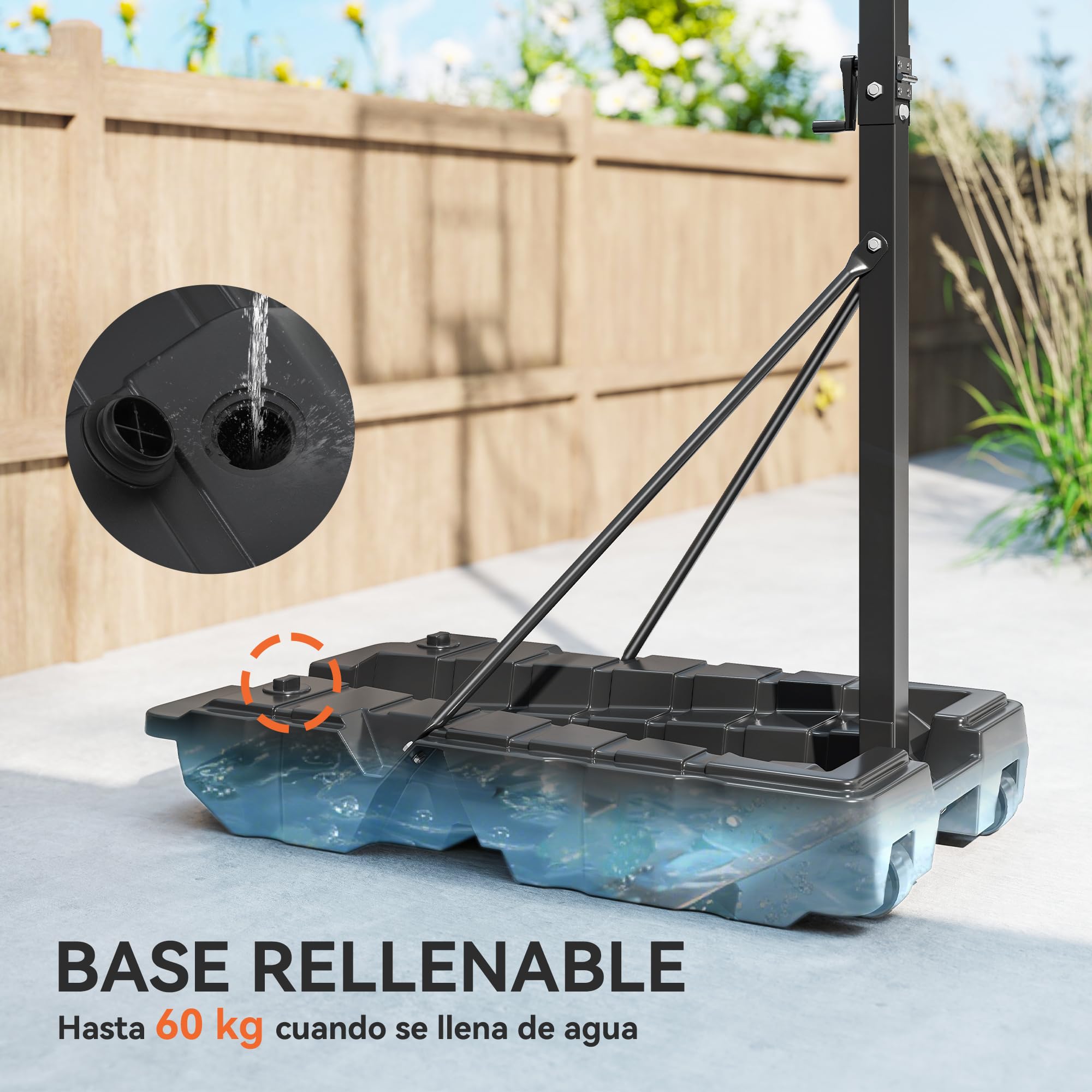 SPORTNOW Canasta de Baloncesto para Exterior, Altura Ajustable 230-305 cm, Canasta de Baloncesto Portátil con Marco Plegable, Tablero Irrompible, Ruedas y Base Rellenable, para Adolescentes y Adultos