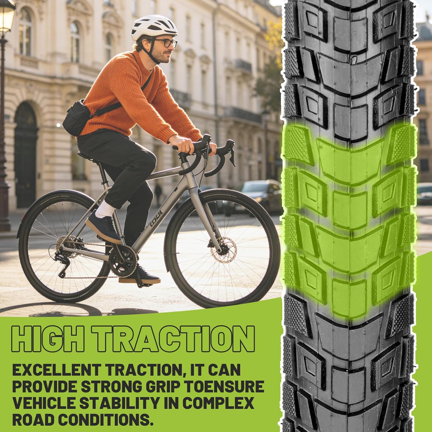 Foldable Bike Tires for Gravel & Commuter Bikes, 700x40c/700x45c, High-Traction All-Terrain Replacement Tires for City Hybrid Urban Cycling