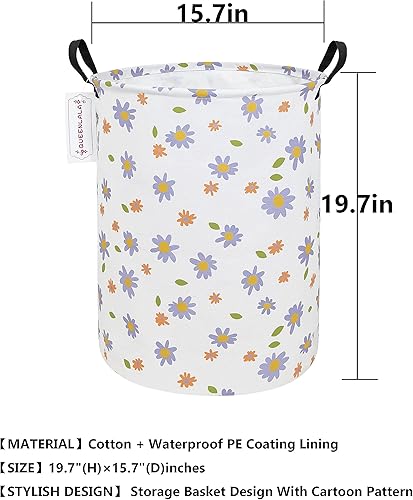 Miniatura 2 de QUEENLALA Cesta de almacenamiento grande, cesta de lavandería, baño, decoración del hogar, contenedor de almacenamiento redondo plegable, cesta para