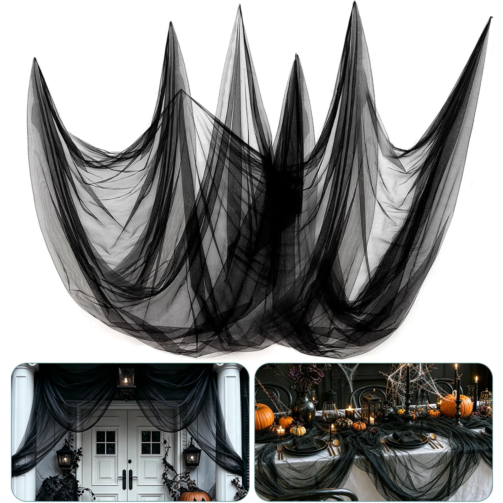 65x10ft Ultra-fine Mesh Mosquito Net, Also for Halloween Black Gauze Cloth