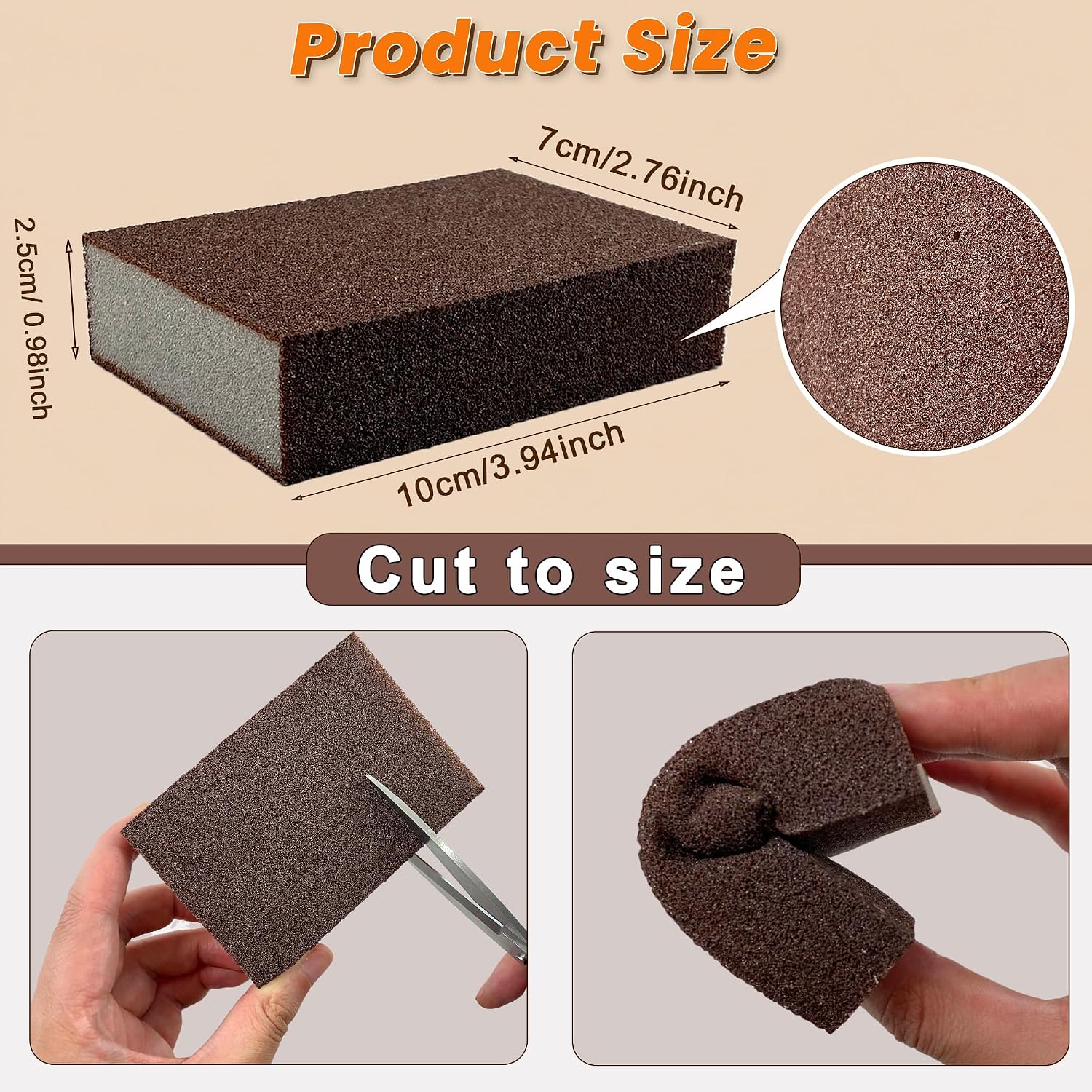 8 Pack Carborundum Sponge with 2 Handles - High Density Emery Sponge Scrubber for Bottom of Pot & Pan, Stovetop, Grills, Sink, Dish Stains Cleaning Pad Rust Sponge Erasers Kitchen Metal Rust Removers
