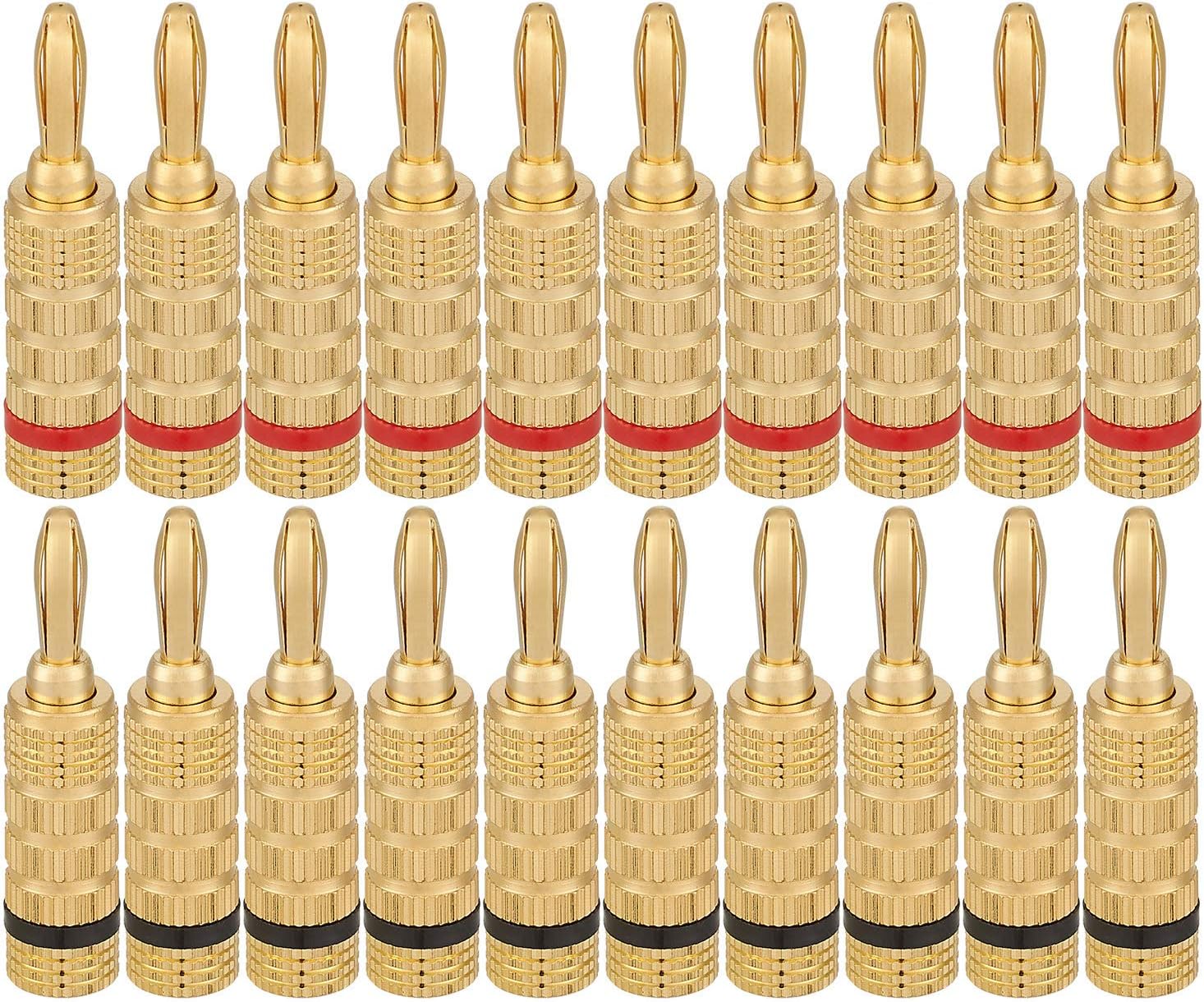 WGGE WG-3333 24k Gold Plated Speaker Banana Plugs-Closed Screw Type (10 Pairs (20 PLUGS))