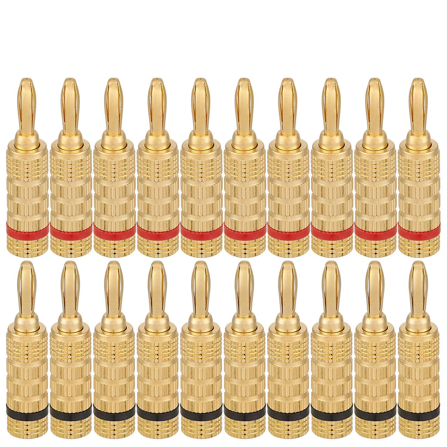 WGGE WG-3333 24k Gold Plated Speaker Banana Plugs-Closed Screw Type (10 Pairs (20 PLUGS))