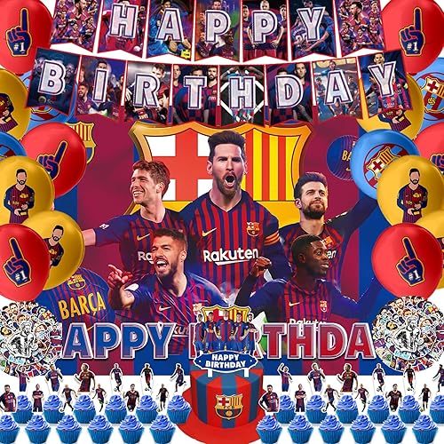 101 suministros de fiesta de dibujos animados que incluyen pancarta de cumpleaños, decoración de pastel, decoración de cupcakes, globos, mantel,