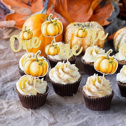 Miniatura 160 de 24 adornos de calabaza para cupcakes con purpurina para otoño, hojas, flores, calabaza, cupcakes, decoración de pasteles para Halloween, decoración
